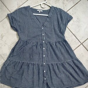 Madewell | Gingham Dress | Medium | Navy & White